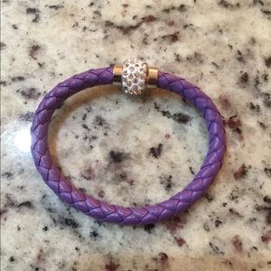 Purple leather bracelet with Bling